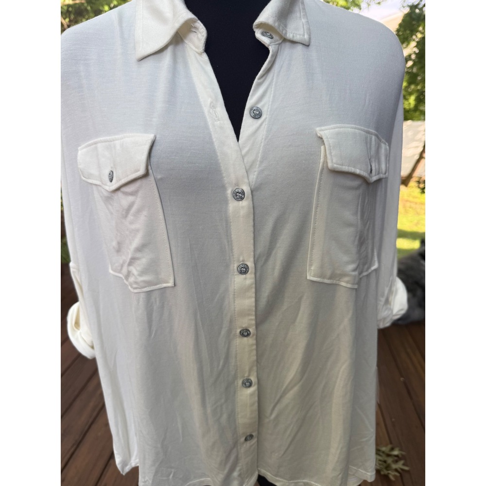 Free People We The Free Milk Blossom Button Down Shirt Ivory OB1094787 Small‎